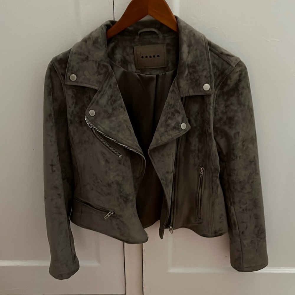 Blank NYC grey suede moto jacket